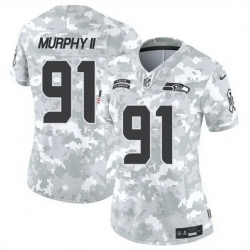 Women Seattle Seahawks 91 Byron Murphy II 2024 F U S E Arctic Camo Salute To Service Limited Stitched Football Jersey