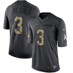 Nike Seahawks #3 Russell Wilson Black Youth Stitched NFL Limited 2016 Salute to Service Jersey