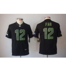 Youth Nike Seattle Seahawks 12# Fan Black Jerseys[Impact Limited]