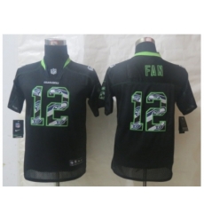 Youth Nike Seattle Seahawks #12 Fan Black Jerseys(Lights Out Stitched)