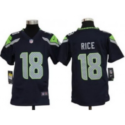 Youth Nike Seattle Seahawks 18# Sidney Rice Blue Nike NFL Jerseys