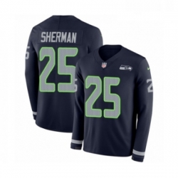 Youth Nike Seattle Seahawks 25 Richard Sherman Limited Navy Blue Therma Long Sleeve NFL Jersey