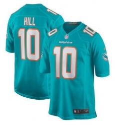 Men Miami Dolphins 10 Tyreek Hill Aqua Stitched Game Jersey