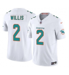 Men Miami Dolphins  2 Malik Willis White 2026 F U S E  Vapor Limited Stitched Football Jersey