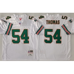 Men Miami Dolphins 54 Zach Thomas White Throwback Stitched Football Jersey