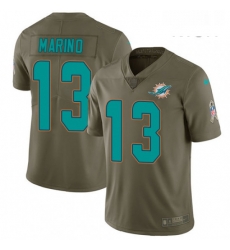 Mens Nike Miami Dolphins 13 Dan Marino Limited Olive 2017 Salute to Service NFL Jersey