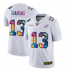 Miami Dolphins 13 Dan Marino Men White Nike Multi Color 2020 NFL Crucial Catch Limited NFL Jersey