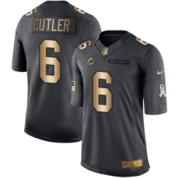 Nike Dolphins #6 Jay Cutler Black Mens Stitched NFL Limited Gold Salute To Service Jersey