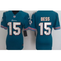 Women Nike Miami Dolphins 15 Davone Bess Green Nike NFL Jerseys