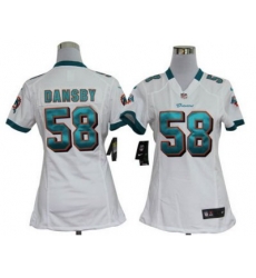 Women Nike Miami Dolphins 58# Karlos Dansby White Jersey