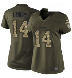 Womens Nike Miami Dolphins 14 Jarvis Landry Elite Green Salute to Service NFL Jersey