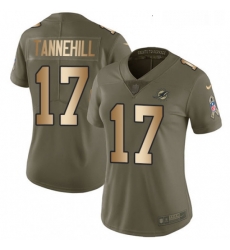 Womens Nike Miami Dolphins 17 Ryan Tannehill Limited OliveGold 2017 Salute to Service NFL Jersey