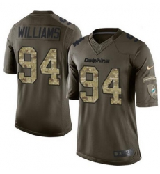 Nike Dolphins #94 Mario Williams Green Youth Stitched NFL Limited Salute to Service Jersey