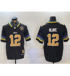 Men New Orleans Saints 12 Chris Olave Black 2024 F U S E Vapor Limited Stitched Jersey 3