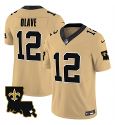 Men New Orleans Saints 12 Chris Olave Gold 2023 F U S E  1987 Legacy Vapor Stitched Jersey