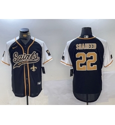 Men New Orleans Saints 22 Rashid Shaheed BlackWhite 1987 Legacy Cool Base Stitched Baseball Jersey 2