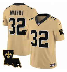 Men New Orleans Saints 32 Tyrann Mathieu Gold 2023 F U S E  1987 Legacy Vapor Stitched Jersey