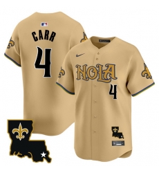 Men New Orleans Saints 4 Derek Carr Gold Cool Base Stitched Baseball Jersey