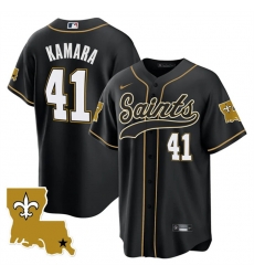 Men New Orleans Saints 41 Alvin Kamara Black 1987 Legacy Cool Base Stitched Baseball Jersey