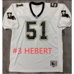 Men Saints #3 HEBERT White Throwback Stitched NFL Jersey