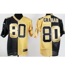 Nike New Orleans Saints 80 Jimmy Graham Black Gold Split NFL Jersey