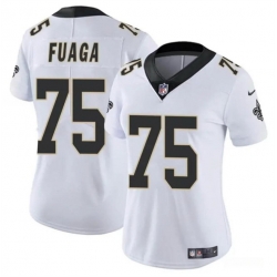 Women New Orleans Saints 75 Taliese Fuaga White 2024 Draft Vapor Stitched Game Jersey