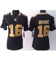 Women Nike New Orleans Saints 16 Lance Moore Black LIMITED Jerseys