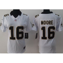 Women Nike New Orleans Saints 16 Lance Moore White LIMITED Jerseys