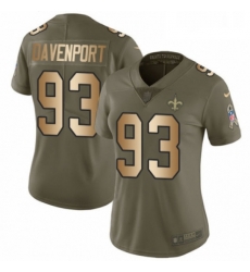 Womens Nike New Orleans Saints 93 Marcus Davenport Limited OliveGold 2017 Salute to Service NFL Jersey