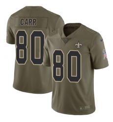 Limited Nike Olive Youth Austin Carr Jersey NFL 80 New Orleans Saints 2017 Salute to Service