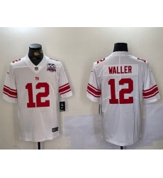 Men New York Giants 12 Darren Waller White With 100TH Season Patch Vapor Untouchable Limited Stitched Jersey