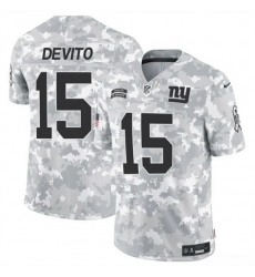 Men New York Giants 15 Tommy DeVito 2024 F U S E Arctic Camo Salute To Service Limited Stitched Football Jersey