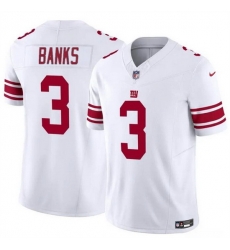 Men New York Giants 3 Deonte Banks White 2023 F U S E  Vapor Untouchable Limited Stitched Jersey