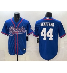 Men New York Giants 44 Cam Skattebo Royal With Patch Cool Base Stitched Baseball Jersey