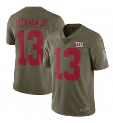 Mens Nike New York Giants 13 Odell Beckham Jr Limited Olive 2017 Salute to Service NFL Jersey