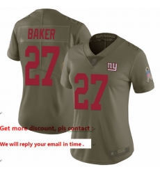 Giants 27 Deandre Baker Olive Women Stitched Football Limited 2017 Salute to Service Jersey