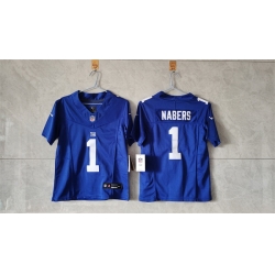 Women New York Giants 1 Malik Nabers Blue F U S E  Vapor Stitched Jersey