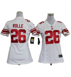 Women Nike New York Giants 26 Antrel Rolle White Jerseys