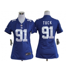 Women Nike New York Giants 91 Justin Tuck Game Blue Jersey