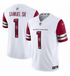 Men Washington Commanders 1 Deebo Samuel Sr White 2025 FUSE Vapor Limited Football Stitched Jersey
