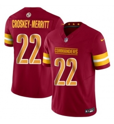 Men Washington Commanders 22 Jacory Croskey Merritt Burgundy 2025 Draft F U S E  Vapor Limited Stitched Football Jersey