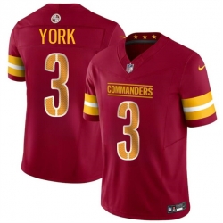 Men Washington Commanders 3 Cade York Burgundy 2024 F U S E Vapor Limited Stitched Football Jersey