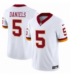 Men Washington Commanders 5 Jayden Daniels White 2025 FUSE Throwback Vapor Limited Football Stitched Jersey