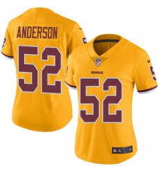 Nike Redskins #52 Ryan Anderson Gold Womens Stitched NFL Limited Rush Jersey