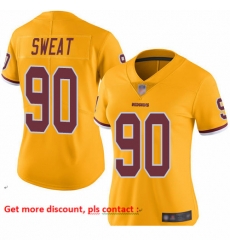 Redskins 90 Montez Sweat Gold Women Stitched Football Limited Rush Jersey