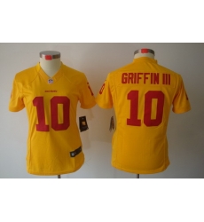 Women Nike Washington Redskins #10 Griffin III Yellow Color[NIKE LIMITED Jersey] 80TH Patch