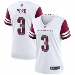 Women Washington Commanders 3 Cade York White Stitched Jersey