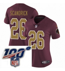 Womens Nike Washington Redskins 26 Orlando Scandrick Burgundy RedGold Number Alternate 80TH Anniversary Vapor Untouchable Limited Stitched 100th anniversar