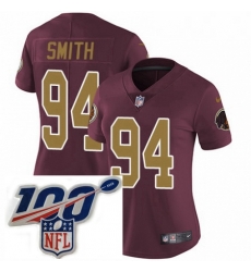 Womens Nike Washington Redskins 94 Preston Smith Burgundy RedGold Number Alternate 80TH Anniversary Vapor Untouchable Limited Stitched 100th anniversary Ne