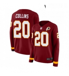 Womens Washington Redskins 20 Landon Collins Limited Burgundy Therma Long Sleeve Football Jersey